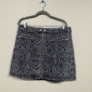 Rag and Bone Isabel Snakeskin denim skirt gray